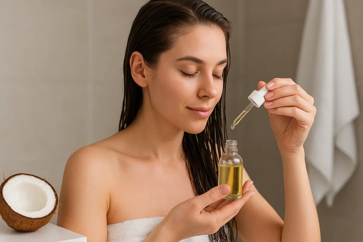Olio di cocco sui capelli bagnati: benefici reali e modo corretto per non appesantirli