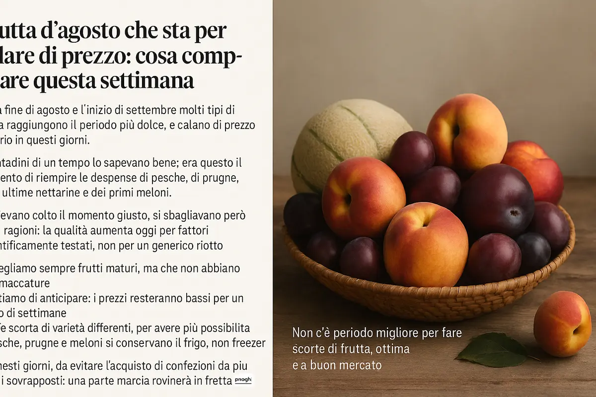 Frutta d’agosto che sta per calare di prezzo: cosa comprare questa settimana