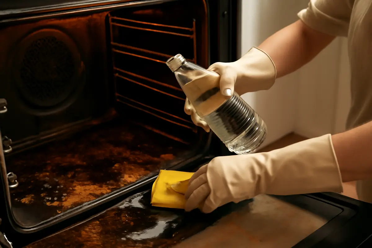 Sgrassare il forno bruciato con aceto: il liquido che scioglie le incrostazioni resistenti