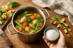 Brodo con avanzi di verdure: il sale da aggiungere solo a fine cottura