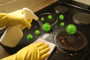 Germi sul piano cottura dopo i pasti: cosa applicare prima di asciugare