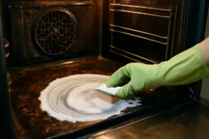Grasso incrostato nel forno ventilato: la pasta di bicarbonato che lo attacca subito