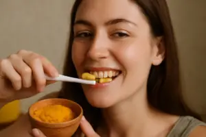 Sbiancamento denti con curcuma: il passaggio controintuitivo che funziona
