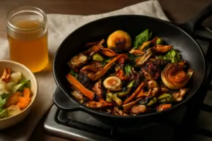 Brodo di verdure da scarti: la tostatura in padella che cambia il sapore